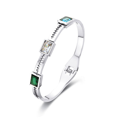 Simple Style Color Block Stainless Steel Plating Bangle