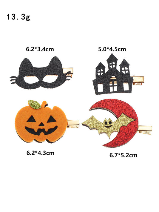 Funny Pumpkin Moon Bat Synthetic Resin Halloween Women's Jewelry Set