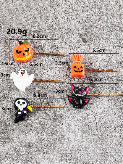 Funny Pumpkin Moon Bat Synthetic Resin Halloween Women's Jewelry Set