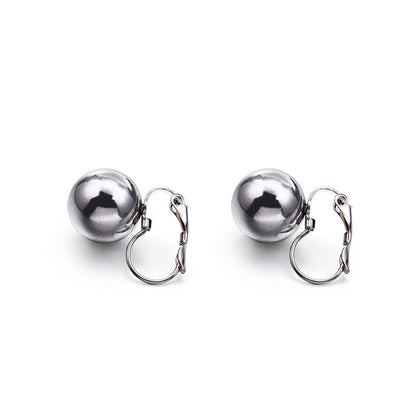 1 Pair Simple Style Ball Solid Color Plating Titanium Steel Hoop Earrings