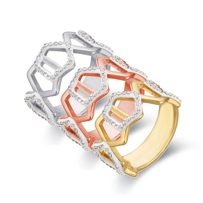 Vintage Style Pentagon Geometric Stainless Steel Rings