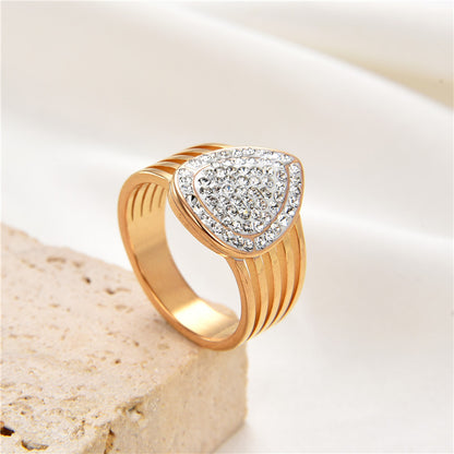 Streetwear Geometric Stainless Steel Plating Inlay Zircon Rings