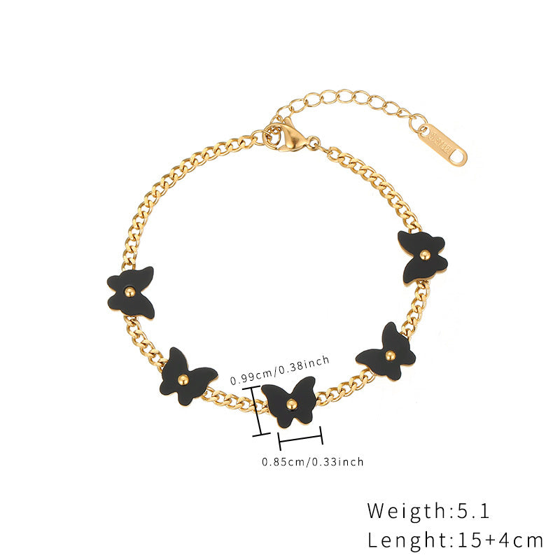 Simple Style Butterfly Stainless Steel Titanium Steel Plating Gold Plated Bracelets