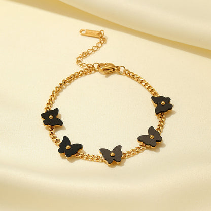 Simple Style Butterfly Stainless Steel Titanium Steel Plating Gold Plated Bracelets