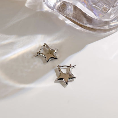 1 Pair Simple Style Classic Style Pentagram Copper White Gold Plated Earrings