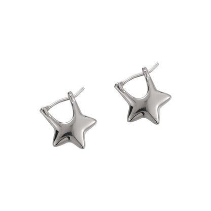 1 Pair Simple Style Classic Style Pentagram Copper White Gold Plated Earrings