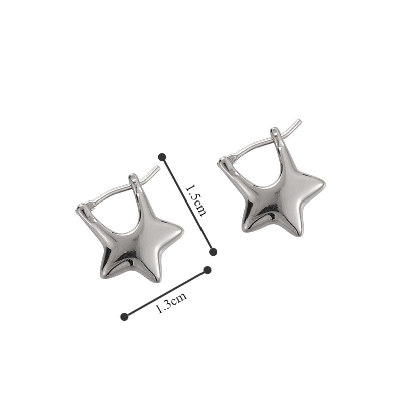 1 Pair Simple Style Classic Style Pentagram Copper White Gold Plated Earrings