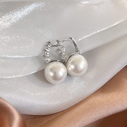 1 Pair Retro Lady Geometric Imitation Pearl Copper White Gold Plated Earrings