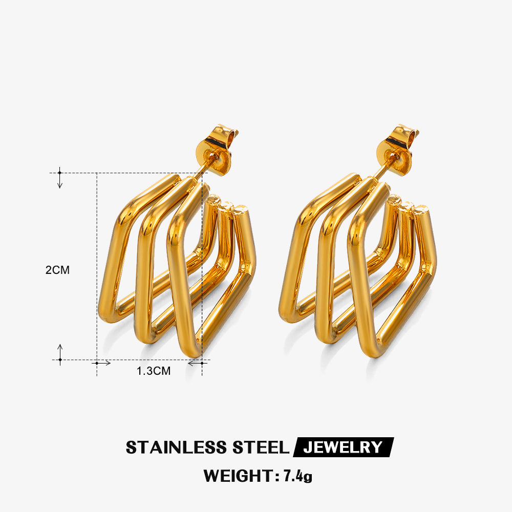 1 Pair Elegant Simple Style Streetwear Lines Plating Stainless Steel 18k Gold Plated Earrings