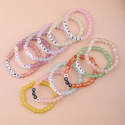 Vintage Style Letter Plastic Glass Women's Bracelets