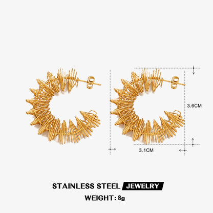 1 Pair Simple Style C Shape Plating Stainless Steel 18k Gold Plated Ear Studs