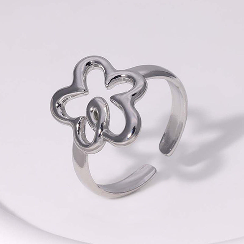 Simple Style Flower Stainless Steel Open Rings