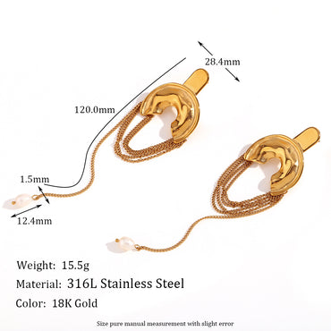 1 Pair Vintage Style Simple Style Classic Style Solid Color Plating Stainless Steel 18k Gold Plated Drop Earrings