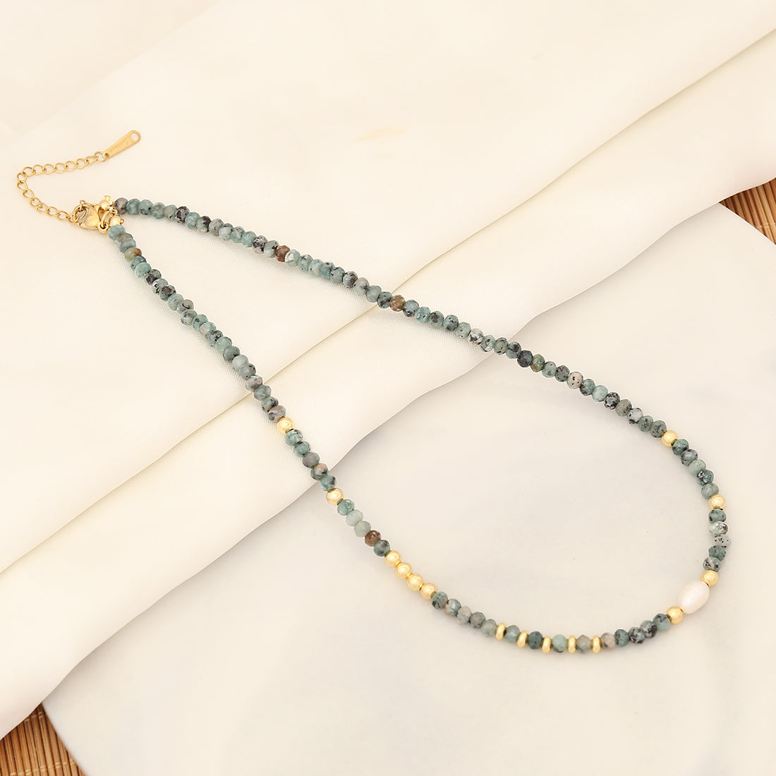 Ig Style Vintage Style Color Block Stainless Steel Natural Stone Copper Necklace In Bulk