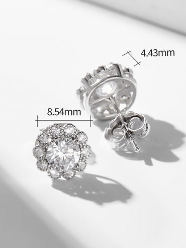 1 Pair Sweet Shiny Round Plating Inlay Sterling Silver Zircon Silver Plated Ear Studs