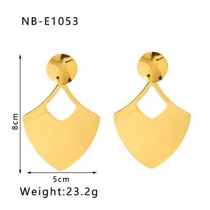 1 Pair Ig Style Vintage Style Round Splicing Rhombus Polishing Patchwork Plating Stainless Steel 18k Gold Plated Drop Earrings