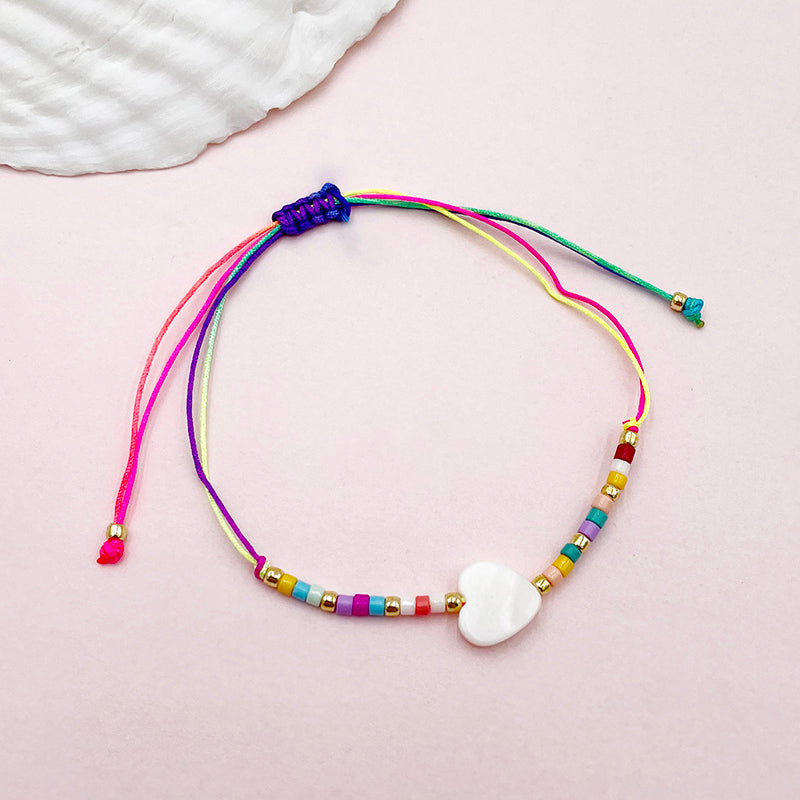 Simple Style Pentagram Heart Shape Flower Seed Bead Shell Beaded Women's Wristband