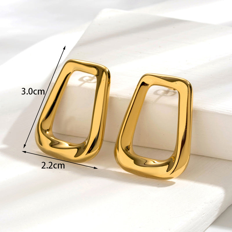 1 Pair Nordic Style French Style Simple Style C Shape Geometric Square Plating Stainless Steel 18k Gold Plated Ear Studs