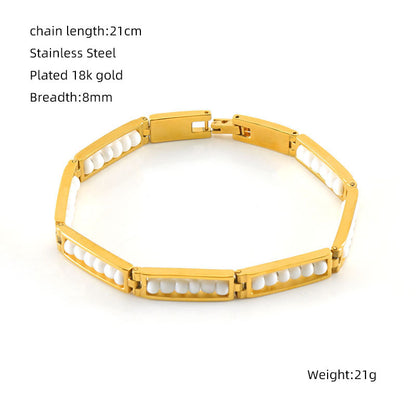 Fashion Geometric Stainless Steel Gold Plated Beads Bracelets