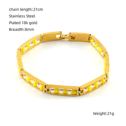 Fashion Geometric Stainless Steel Gold Plated Beads Bracelets