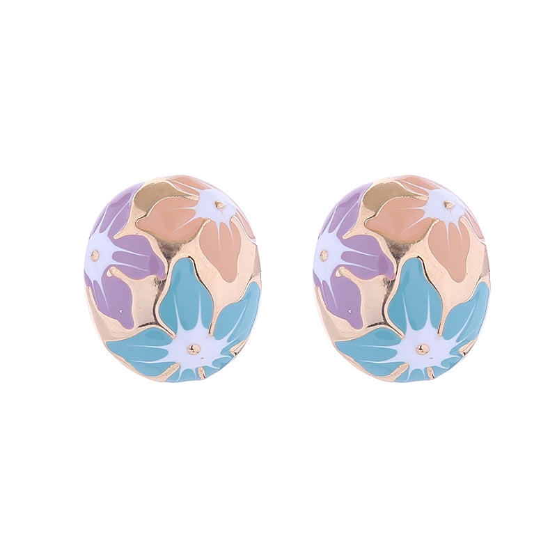 1 Pair Elegant Flower Enamel Plating Alloy Gold Plated Earrings