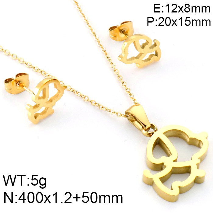 Casual Simple Style Dog Stainless Steel Titanium Steel Plating Earrings Necklace