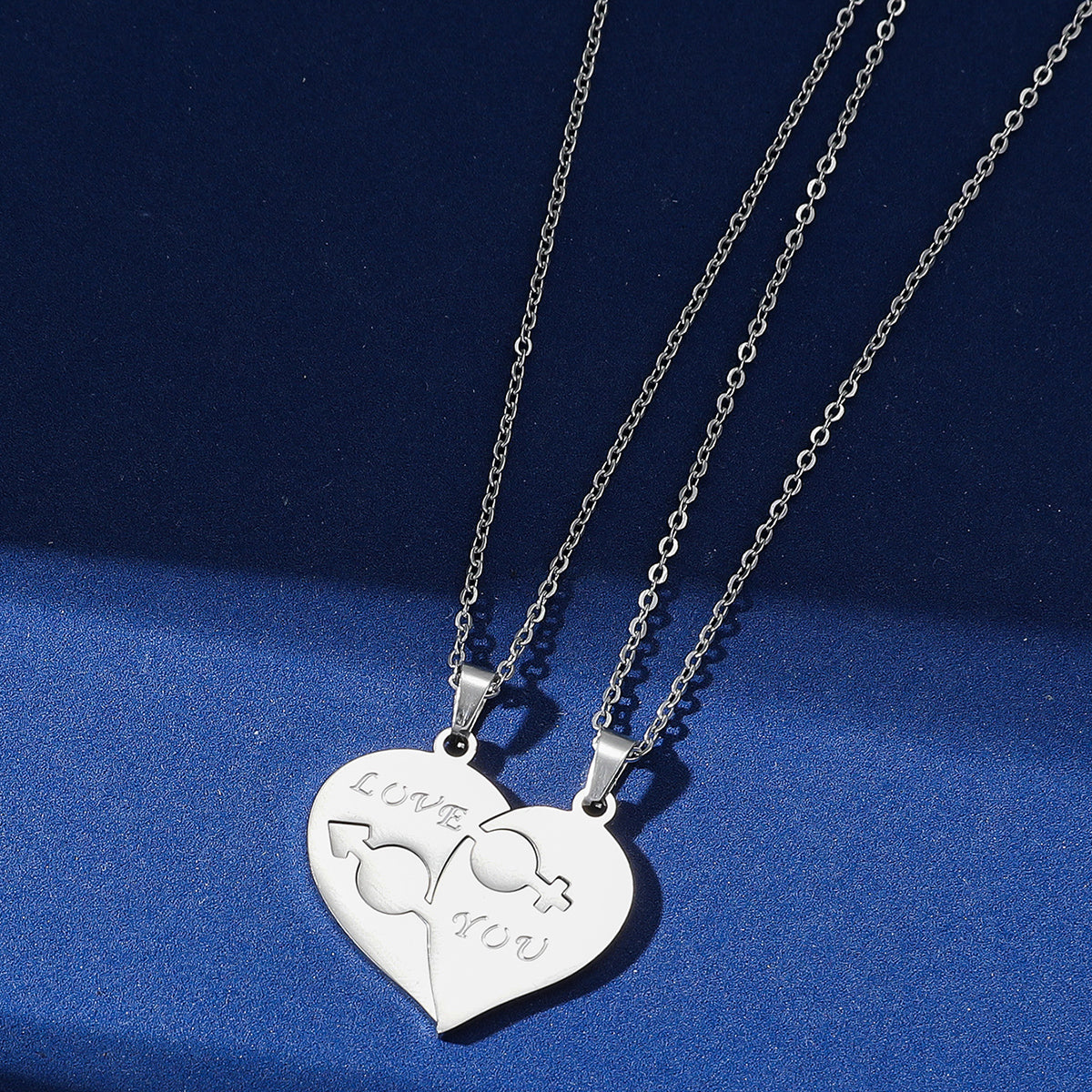 Wholesale Simple Style Heart Shape Stainless Steel Pendant Necklace