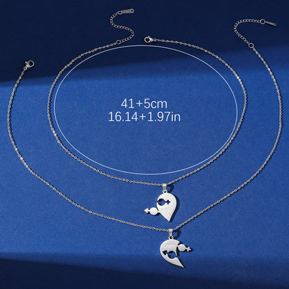 Wholesale Simple Style Heart Shape Stainless Steel Pendant Necklace