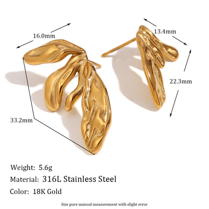 1 Pair Simple Style Classic Style Irregular Solid Color Plating Stainless Steel 18k Gold Plated Ear Studs