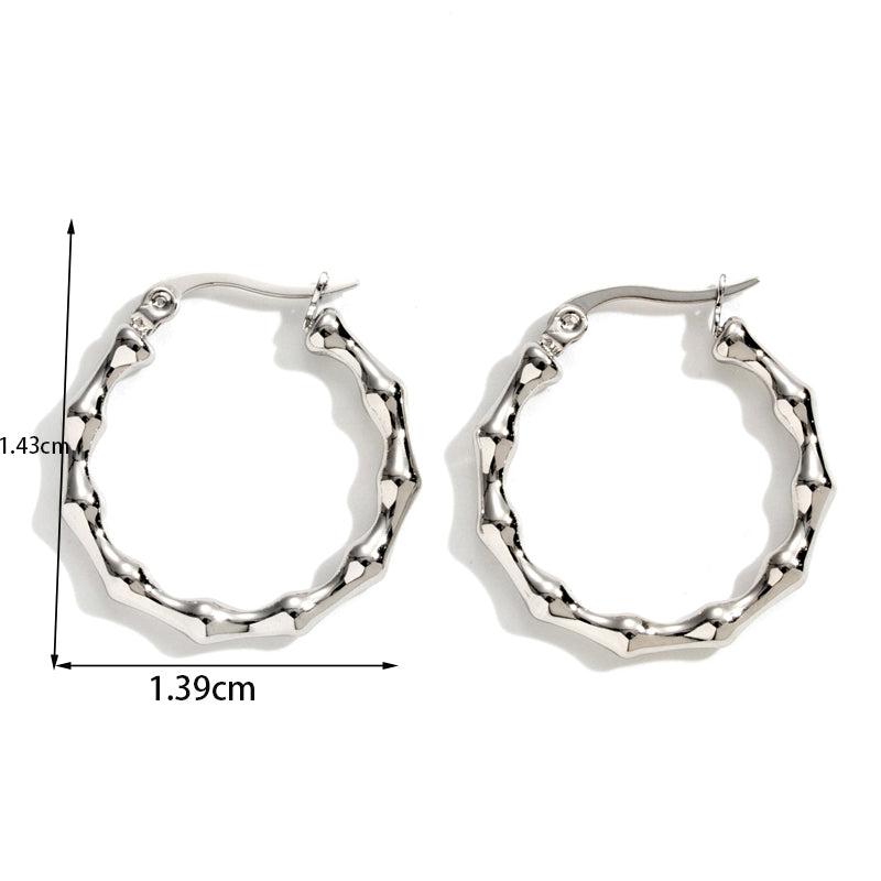 1 Pair Simple Style Bamboo Twist Dragon Plating Stainless Steel 18k Gold Plated Hoop Earrings