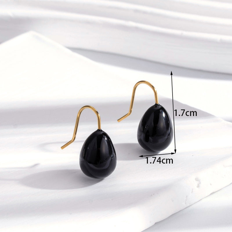 1 Pair Simple Style Round Water Droplets Strawberry Plating Stainless Steel 18k Gold Plated Drop Earrings