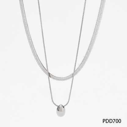 Simple Style Water Droplets Stainless Steel Plating Double Layer Necklaces