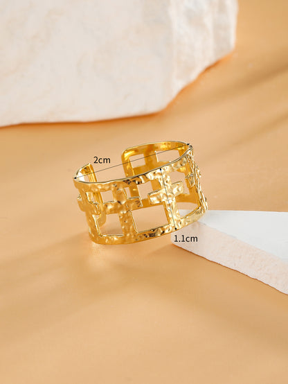 Retro Cross Stainless Steel Plating 18k Gold Plated Open Rings