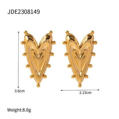 1 Pair Ig Style Heart Shape Plating Stainless Steel 18k Gold Plated Ear Studs