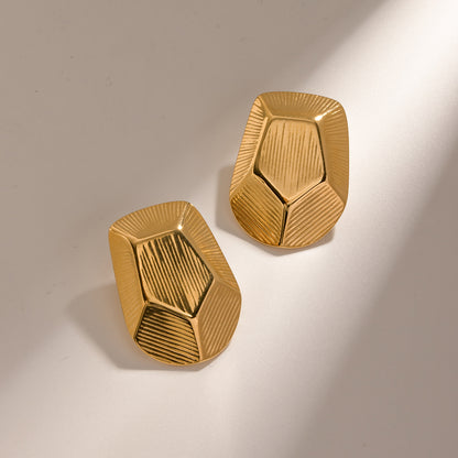 1 Pair Retro Geometric Plating 304 Stainless Steel 18K Gold Plated Ear Studs