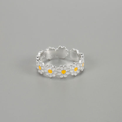 Modern Style Sweet Daisy Sterling Silver Plating Open Rings