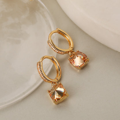 1 Pair Elegant Korean Style Geometric Plating Inlay Copper Zircon 18k Gold Plated Drop Earrings