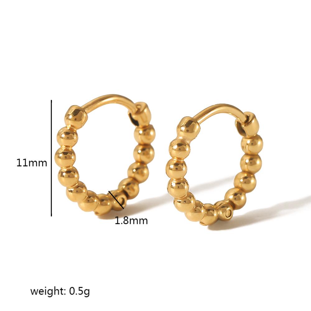 1 Pair Retro Circle Round Polishing Plating Stainless Steel 18k Gold Plated Ear Studs