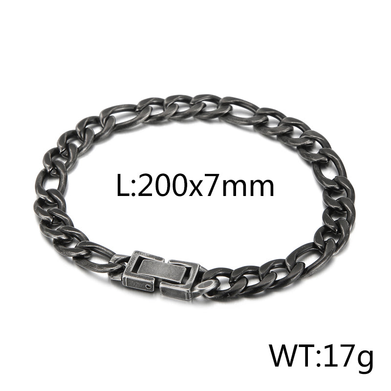 Basic Solid Color Titanium Steel Chain Men's Bracelets Necklace