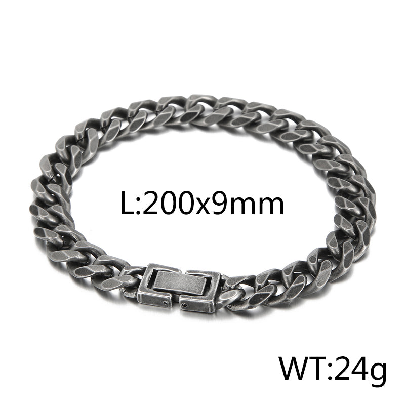 Basic Solid Color Titanium Steel Chain Men's Bracelets Necklace