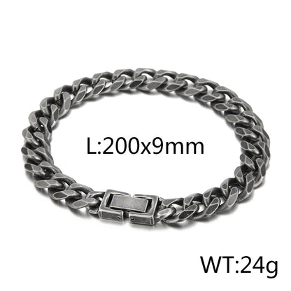 Basic Solid Color Titanium Steel Chain Men's Bracelets Necklace