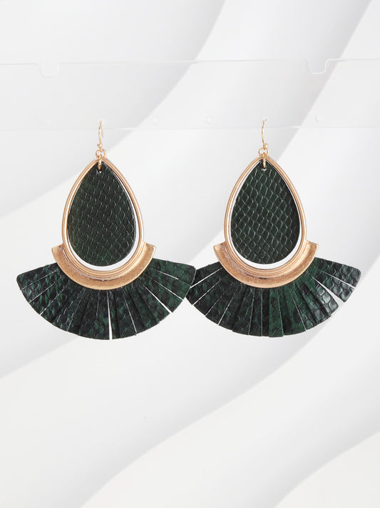 1 Pair Lady Ethnic Style Bohemian Water Droplets Plating Pu Leather Alloy 18k Gold Plated Drop Earrings