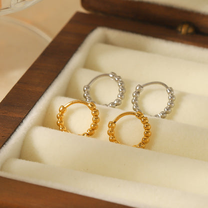 1 Pair Retro Circle Round Polishing Plating Stainless Steel 18k Gold Plated Ear Studs