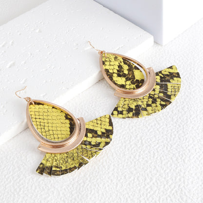 1 Pair Lady Ethnic Style Bohemian Water Droplets Plating Pu Leather Alloy 18k Gold Plated Drop Earrings
