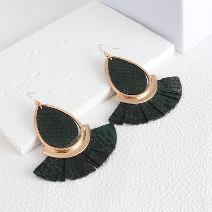 1 Pair Lady Ethnic Style Bohemian Water Droplets Plating Pu Leather Alloy 18k Gold Plated Drop Earrings