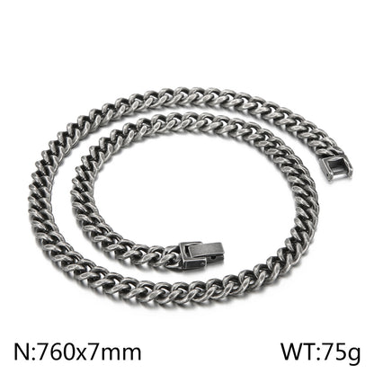 Basic Solid Color Titanium Steel Chain Men's Bracelets Necklace