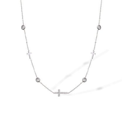 Simple Style Classic Style Cross Titanium Steel Plating Inlay Zircon 18k Gold Plated Necklace