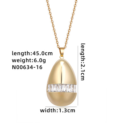 Simple Style Geometric Solid Color Copper Plating Inlay Zircon White Gold Plated Gold Plated Pendant Necklace