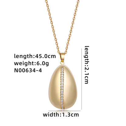 Simple Style Geometric Solid Color Copper Plating Inlay Zircon White Gold Plated Gold Plated Pendant Necklace