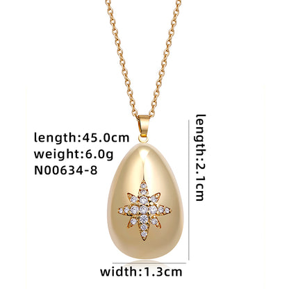 Simple Style Geometric Solid Color Copper Plating Inlay Zircon White Gold Plated Gold Plated Pendant Necklace